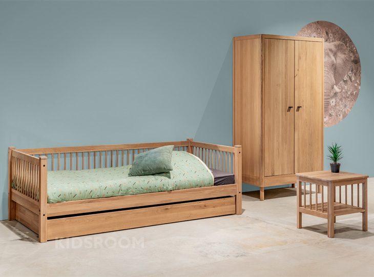 Vipack Forrest Eiken Kinderkamer Met Nachtkastje | Grijs