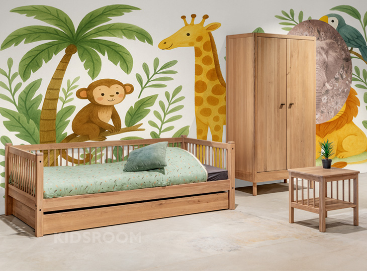 Vipack Forrest Eiken Kinderkamer Met Nachtkastje | Jungle