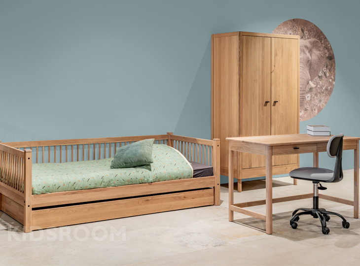 Vipack Forrest Massief Eiken Tienerkamer met Bureau | Grijs